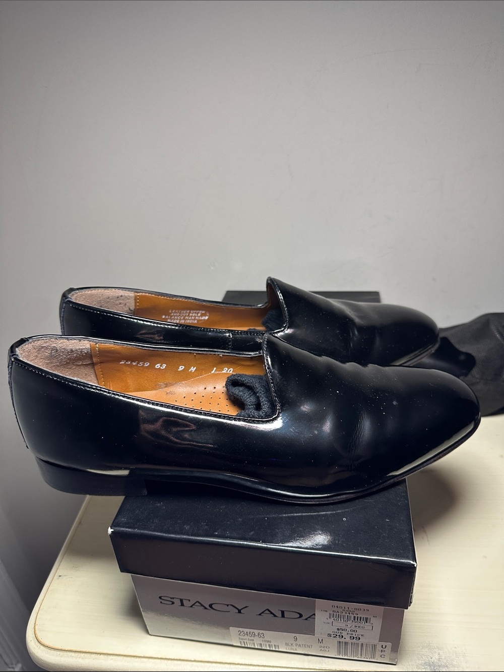 Stacy Adams New in box Black shiny Patent Leather Slip-On Loafers